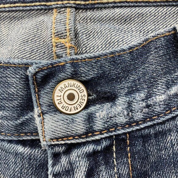 7 For All Mankind Women 30 Dojo Denim Shorts Y2K Distressed Bermuda Low Rise - Picture 8 of 16